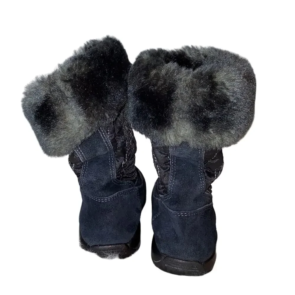 Timberland Hollyberry Leather Suede Fur Pull On Winter Snow Boots Size 9